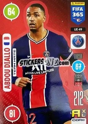 Sticker Abdou Diallo - FIFA 365: 2020-2021. Adrenalyn XL n. UE49 - Panini