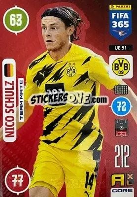 Sticker Nico Schulz - FIFA 365: 2020-2021. Adrenalyn XL n. UE51 - Panini