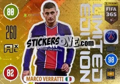 Sticker Marco Verratti - FIFA 365: 2020-2021. Adrenalyn XL n. LEU-MVE - Panini