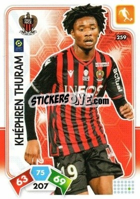 Sticker Khéphren Thuram - Foot 2020-2021. Adrenalyn Xl n. 259 - Panini
