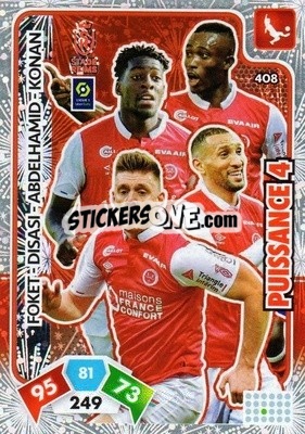 Sticker Thomas Foket / Axel Disasi / Yunis Abdelhamid / Ghistain Konan - Foot 2020-2021. Adrenalyn Xl n. 408 - Panini