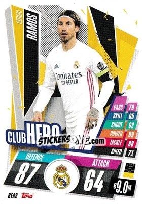 Sticker Sergio Ramos - UEFA Champions League 2020-2021. Match Attax - Topps