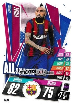 Sticker Arturo Vidal - UEFA Champions League 2020-2021. Match Attax n. BAR3 - Topps