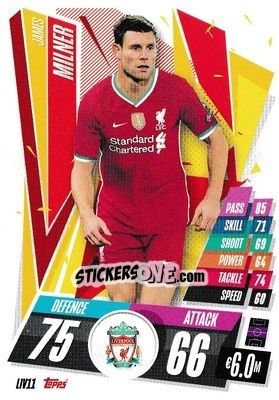 Sticker James Milner - UEFA Champions League 2020-2021. Match Attax - Topps