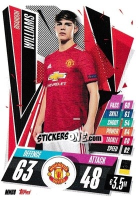 Sticker Brandon Williams - UEFA Champions League 2020-2021. Match Attax - Topps