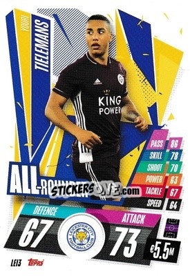 Sticker Youri Tielemans - UEFA Champions League 2020-2021. Match Attax n. LEI3 - Topps