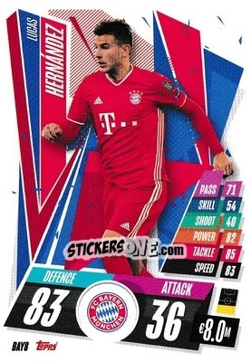 Figurina Lucas Hernández - UEFA Champions League 2020-2021. Match Attax - Topps