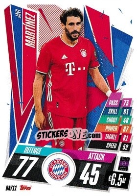 Figurina Javi Martínez - UEFA Champions League 2020-2021. Match Attax - Topps