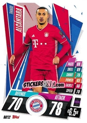 Sticker Thiago Alcántara - UEFA Champions League 2020-2021. Match Attax n. BAY12 - Topps