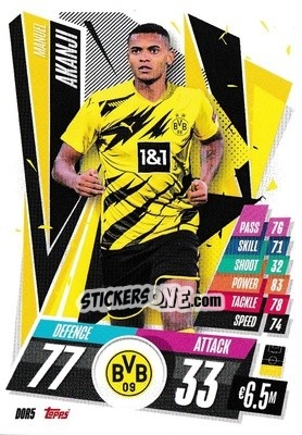 Sticker Manuel Akanji - UEFA Champions League 2020-2021. Match Attax - Topps