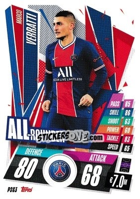 Sticker Marco Verratti - UEFA Champions League 2020-2021. Match Attax - Topps