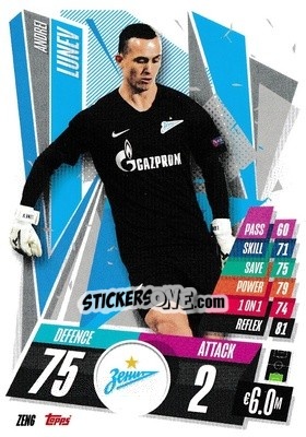 Figurina Andrei Lunev - UEFA Champions League 2020-2021. Match Attax - Topps