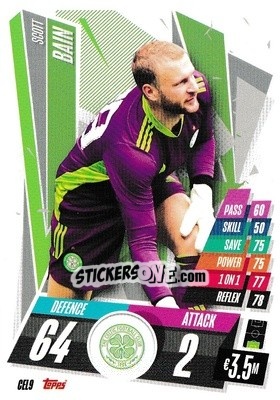 Sticker Scott Bain - UEFA Champions League 2020-2021. Match Attax n. CEL9 - Topps