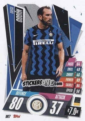 Figurina Diego Godin - UEFA Champions League 2020-2021. Match Attax - Topps