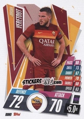 Sticker Jordan Veretout - UEFA Champions League 2020-2021. Match Attax - Topps