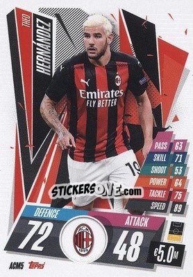 Sticker Theo Hernandez - UEFA Champions League 2020-2021. Match Attax n. ACM5 - Topps