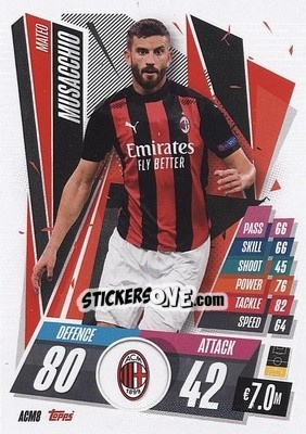 Figurina Mateo Musacchio - UEFA Champions League 2020-2021. Match Attax - Topps