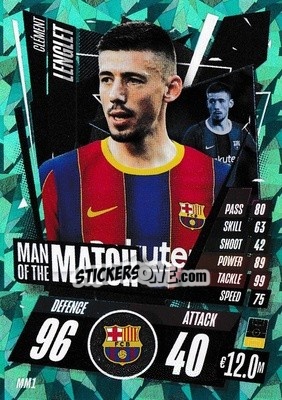Sticker Clément Lenglet - UEFA Champions League 2020-2021. Match Attax n. MM1 - Topps