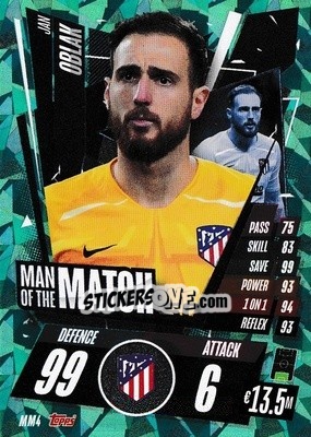 Figurina Jan Oblak - UEFA Champions League 2020-2021. Match Attax - Topps