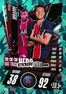 Sticker Kylian Mbappé - UEFA Champions League 2020-2021. Match Attax n. HT5 - Topps