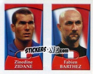 Sticker Zinedine Zidane /  Fabien Barthez - England 2002 n. 119 - Merlin