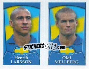 Cromo Henrik Larsson /  Olof Mellberg - England 2002 - Merlin