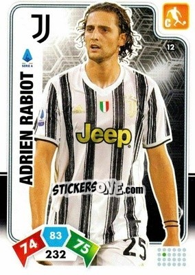 Sticker Adrien Rabiot - Calciatori 2020-2021. Adrenalyn XL n. 12 - Panini
