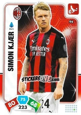 Sticker Simon Kjaer - Calciatori 2020-2021. Adrenalyn XL n. 94 - Panini