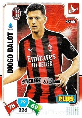 Sticker Diogo Dalot - Calciatori 2020-2021. Adrenalyn XL n. 97bis - Panini