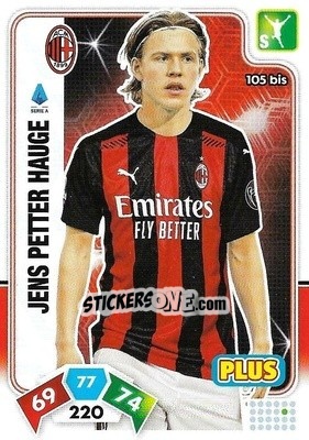 Sticker Jens Petter Hauge - Calciatori 2020-2021. Adrenalyn XL n. 105bis - Panini