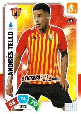 Figurina Andrés Tello - Calciatori 2020-2021. Adrenalyn XL - Panini