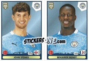 Sticker John Stones / Benjamin Mendy - FIFA 365 2021 n. 46 - Panini