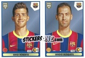 Sticker Sergi Roberto / Sergio Busquets - FIFA 365 2021 - Panini