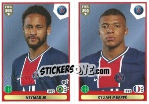 Sticker Neymar Jr / Kylian Mbappé - FIFA 365 2021 n. 307 - Panini