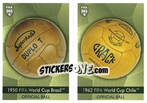 Sticker 1950 FIFA World Cup Brazil™ - Official ball - 1962 FIFA World Cup Chile™ - Official ball - FIFA 365 2021 n. 409 - Panini