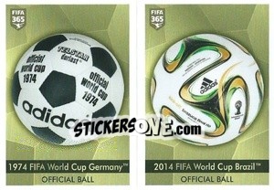 Sticker 1974 FIFA World Cup Germany™ - 2014 FIFA World Cup Brazil™ - Official ball - FIFA 365 2021 n. 414 - Panini