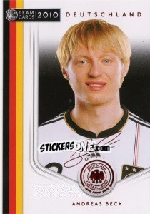 Cromo Andreas Beck - Deutsche Nationalmannschaft 2010. Cards - Panini