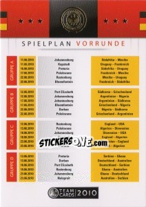 Sticker Vorrunde - Deutsche Nationalmannschaft 2010. Cards - Panini