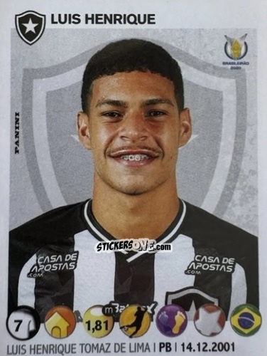 Figurina Luís Henrique - Campeonato Brasileiro 2020 n. 259 - Panini
