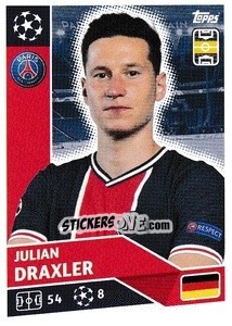 Sticker Julian Draxler - UEFA Champions League 2020-2021 - Topps