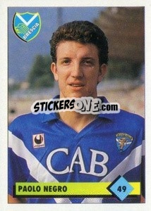 Sticker Paolo Negro - Calcio 1992-1993 n. 49 - Merlin