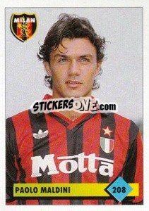 Sticker Paolo Maldini - Calcio 1992-1993 n. 208 - Merlin