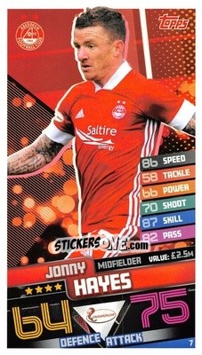 Sticker Jonny Hayes - SPFL 2020-2021. Match Attax - Topps