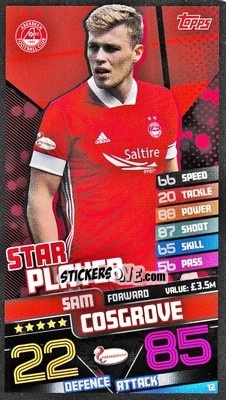 Cromo Sam Cosgrove - SPFL 2020-2021. Match Attax - Topps