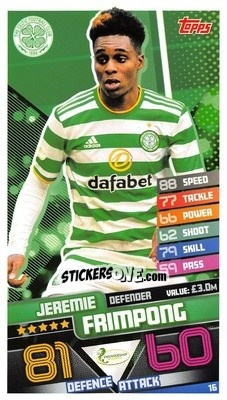 Sticker Jeremie Frimpong - SPFL 2020-2021. Match Attax n. 16 - Topps