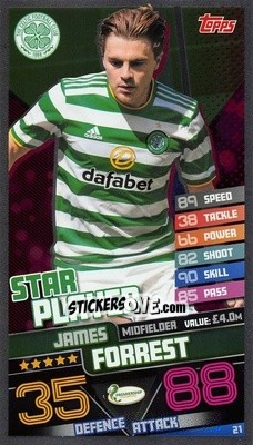 Sticker James Forrest - SPFL 2020-2021. Match Attax n. 21 - Topps