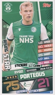 Sticker Ryan Porteous - SPFL 2020-2021. Match Attax - Topps