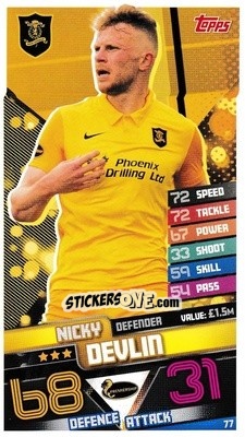 Sticker Nicky Devlin - SPFL 2020-2021. Match Attax - Topps