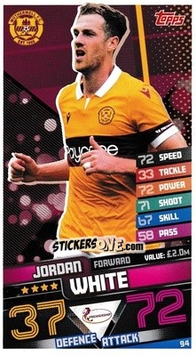 Cromo Jordan White - SPFL 2020-2021. Match Attax - Topps