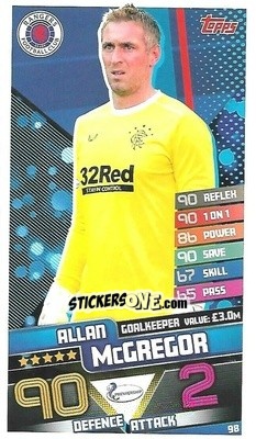 Sticker Allan McGregor - SPFL 2020-2021. Match Attax - Topps